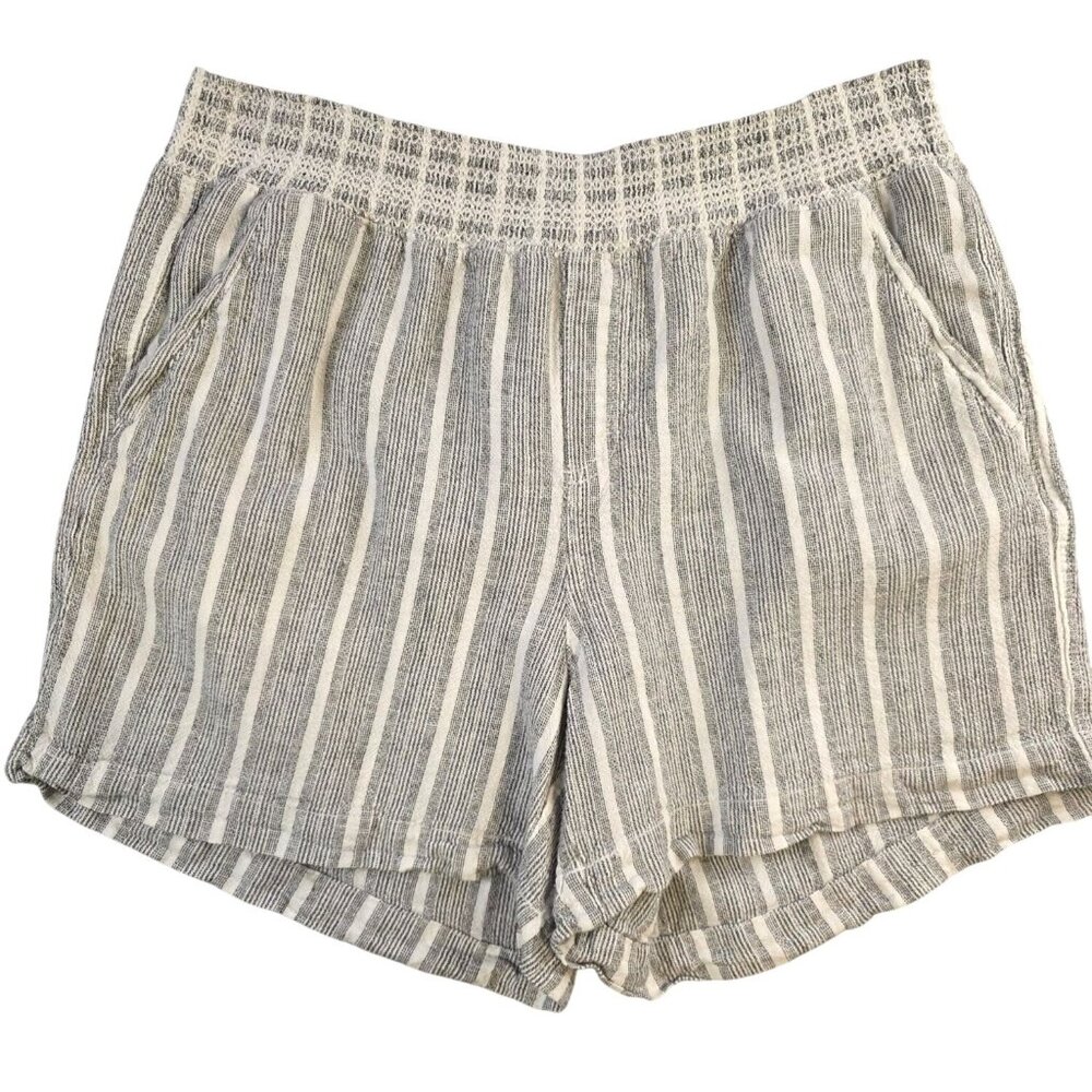 Briggs Linen Blend Gray? White Striped Women's Short Size L